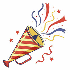 3D Party Horn, Hat, and Streamers Celebration Icon