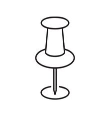 Minimalist Black and White Line Art of Push Pin and Thumbtack – Simple Office Supply Vector Illustration