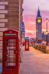 Big Ben tower of Houses of Parliament, Westminster in London