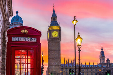Big Ben tower of Houses of Parliament, Westminster in London