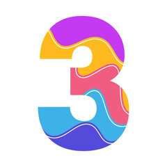 colorful abstract pattern number 3 design vector