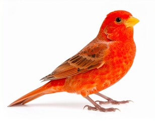 Red canary serinus canaria isolated on white background