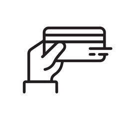 Minimalist Black and White Line Art of Robotic Hand Holding Credit Card – Clean Geometric Digital Illustration