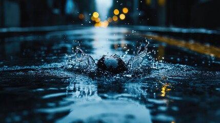 Rainy Night with City Street Splash.
