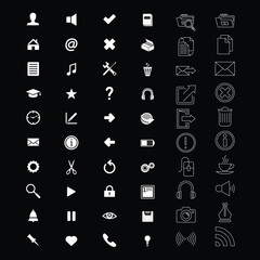 Set of  White Line Art Web & Interface Icons vector