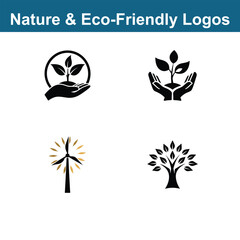 Nature & Eco-Friendly Logos set on white background 