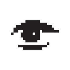 Obraz premium Pixel art eye icon, 8 bit retro style human eyeball, simple computing see symbol