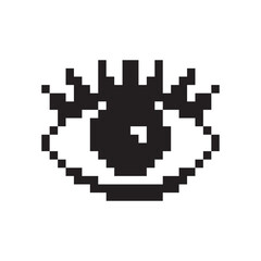 Obraz premium Pixel art eye icon, 8 bit retro style human eyeball, simple computing see symbol