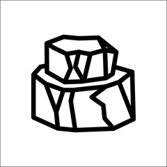 Gypsum stone thin lined illustration. Minimalist quartz drawing, single sandstone silhouette
