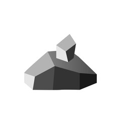 Big rock stone podium flat icon. Solid iron ore symbol, one grey granite pedestal
