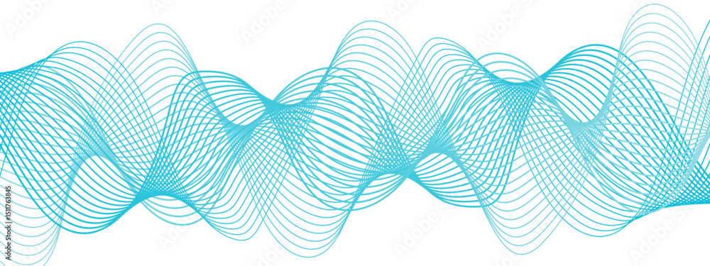 Poster abstract, digital-style background with series intertwined, flowing waveforms made of smooth, fine a