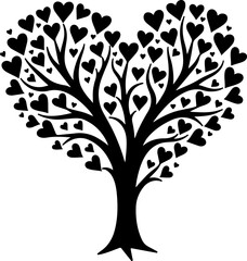 Fototapeta premium Couple Under Heart Trees Silhouette vector