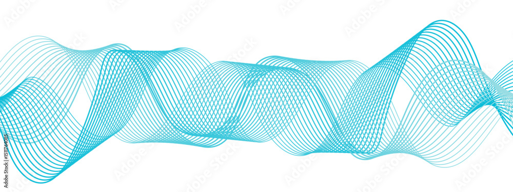 Poster abstract, digital-style background with series intertwined, flowing waveforms made of smooth, fine a