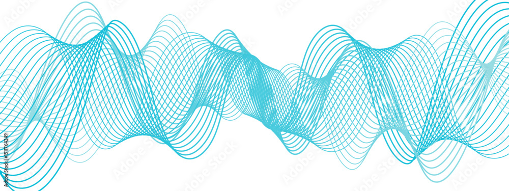 Fototapete abstract, digital-style background with series intertwined, flowing waveforms made of smooth, fine a