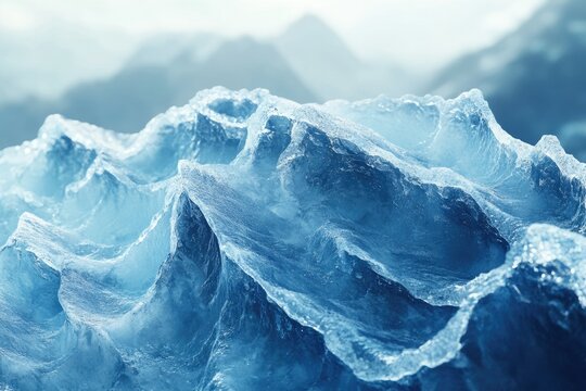 A breathtaking close-up of glacial ice, showcasing its intricate texture and brilliant blue hues. - Powered by Adobe