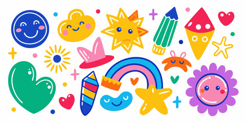 Colorful Childlike Sticker Icons