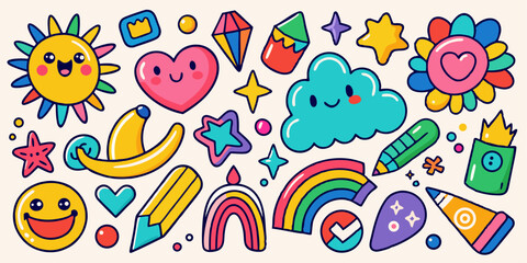 Whimsical Crayon Style Shapes