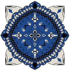 Blue modern mandala design , abstract mandala ornament.
