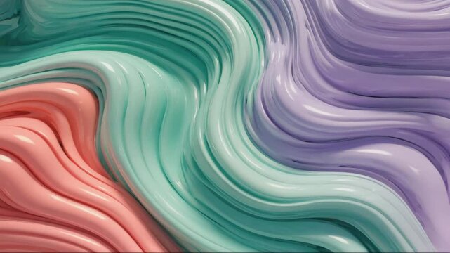 3d plastic pastel waves with glossy shine smoothly moving background video
