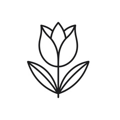 Elegant Tulip Flower Outline Illustration Minimalist Floral Design Simple Black and White Botanical Art