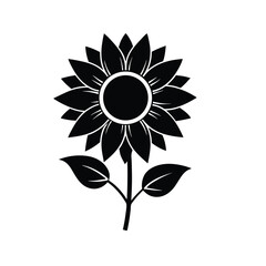 Elegant Sunflower Silhouette A Striking Black and White Floral Design for Various Creative Projects