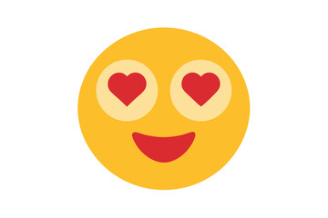 Romantic emoji with heart shaped eyes vector illustration