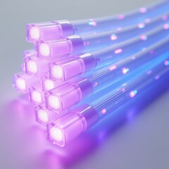 A futuristic bundle of glowing fiber optic cables