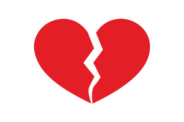 Vibrant red broken heart symbol sad love vector graphic