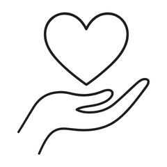 Minimalist hand silhouette heart line art illustration