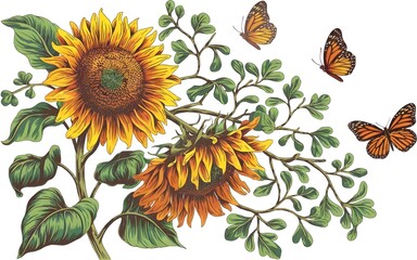 Realistic unique Flower and Butterfly Illustration You'll Love