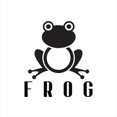 Naklejka premium A frog logo design icon flat and silhouette style vector minimal art illustration on a white background 