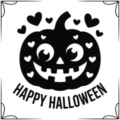 This happy halloween design features a smiling pumpkin vector illustration, a fun icon for the autumn holiday