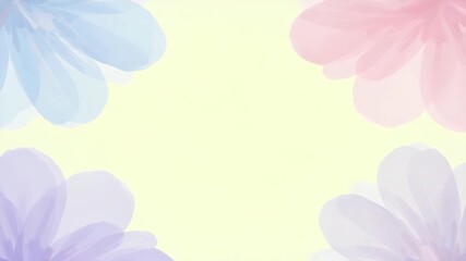 Watercolor flowers in shades of pink, purple, and blue frame a cream background, creating soft inviting abstract floral design.copy space. - Powered by Adobe