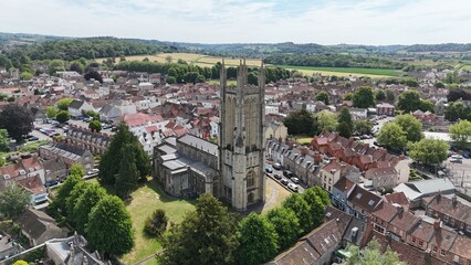 St Cuthbert's Church Wells Somerset drone,aerial.