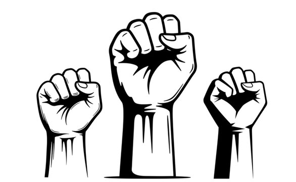 Powerful raised fists graphic design perfect for protest posters activism branding or social justice campaign logos representing strength unity and resilience