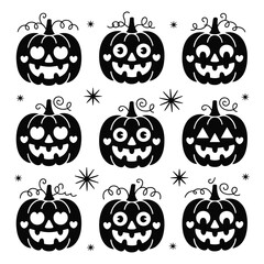 A vector set of orange and scary halloween pumpkin balls, perfect for spooky autumn holiday celebration design