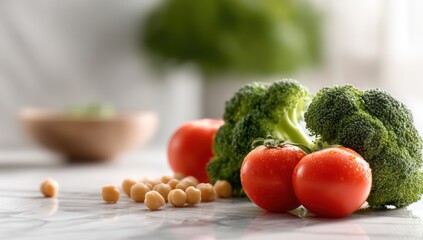 Fresh vegetables on marble