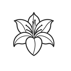 Elegant Lily Flower Outline Illustration for Coloring Books and Design Projects with a Simple Style