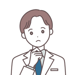 考える白衣の男性のイラスト
