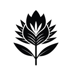 Elegant Black and White Flower Illustration with Detailed Petals and Leaves for Various Design Projects