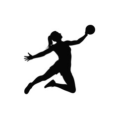 Volleyball Player Silhouette Isolated on Transparent Background