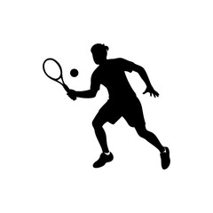 Tennis Player Silhouette Isolated on Transparent Background