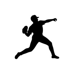 Baseball Player Silhouette Isolated on Transparent Background