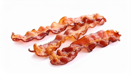 Obraz premium Slices of tasty fried bacon isolated on white background 