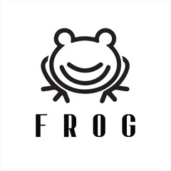Fototapeta premium A frog logo design icon flat and silhouette style vector minimal art illustration on a white background 