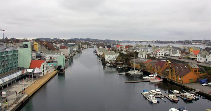 Extra Wide shot facing south over Haugesund from Ris&oslash;y Bridge.