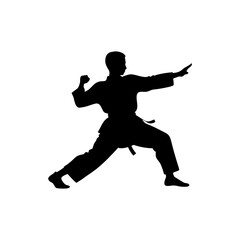 Karateka Silhouette Isolated on Transparent Background