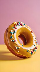 donut with icing sugar and sprinkles 