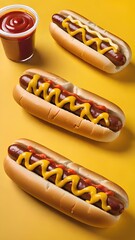 hot dogs with mustard and ketchup