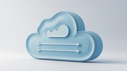 3d rendered cloud icon with arrows representing data transfer and connectivity
